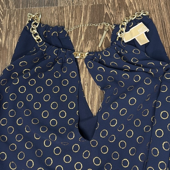 Michael by Michael Kors navy with gold hoops halter tank top with chain detail - Picture 5 of 7